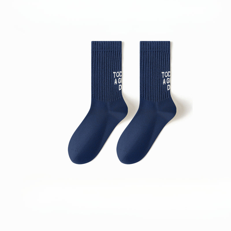 Boneless deodorant socks men's four seasons new sports tube socks letter non-slip sweat-absorbing casual socks
