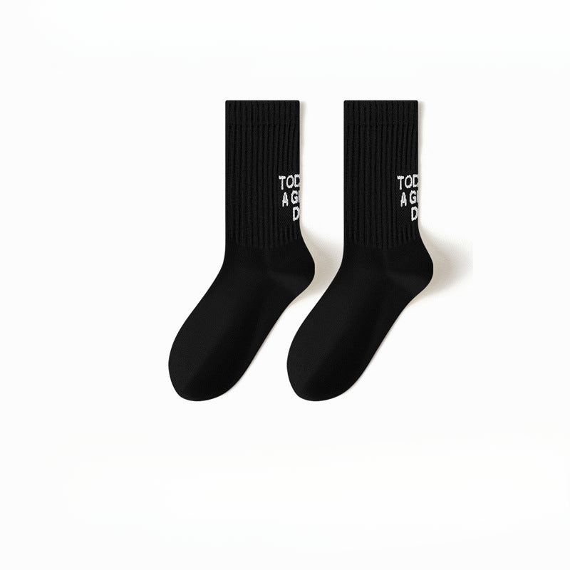 Boneless deodorant socks men's four seasons new sports tube socks letter non-slip sweat-absorbing casual socks