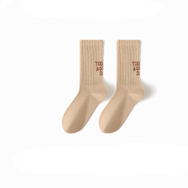 Boneless deodorant socks men's four seasons new sports tube socks letter non-slip sweat-absorbing casual socks