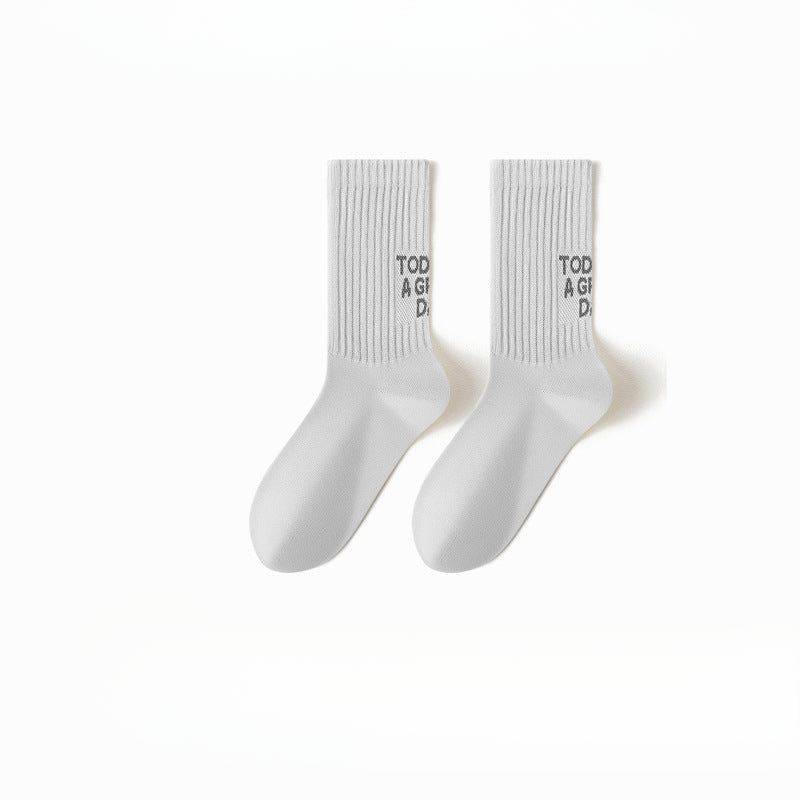 Boneless deodorant socks men's four seasons new sports tube socks letter non-slip sweat-absorbing casual socks
