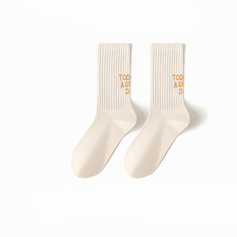 Boneless deodorant socks men's four seasons new sports tube socks letter non-slip sweat-absorbing casual socks