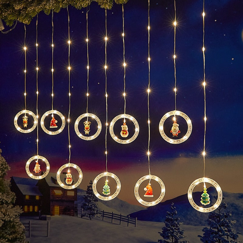 LED lights Christmas decorative lights Curtain lights Cartoon Santa lights String Room layout Window lights