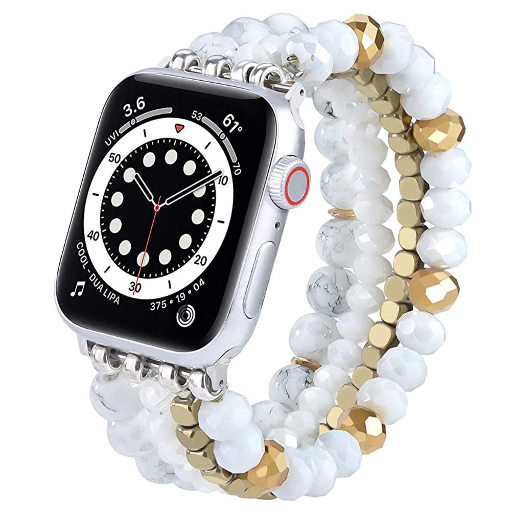 Natural stone crystal black gallstone handmade elastic beaded watch strap Wholesale for applewatch strap