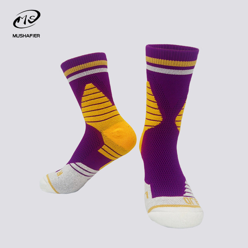 Men's socks sports thickened shock absorption professional actual combat deodorant breathable non-slip wear-resistant contrasting color elite basketball socks