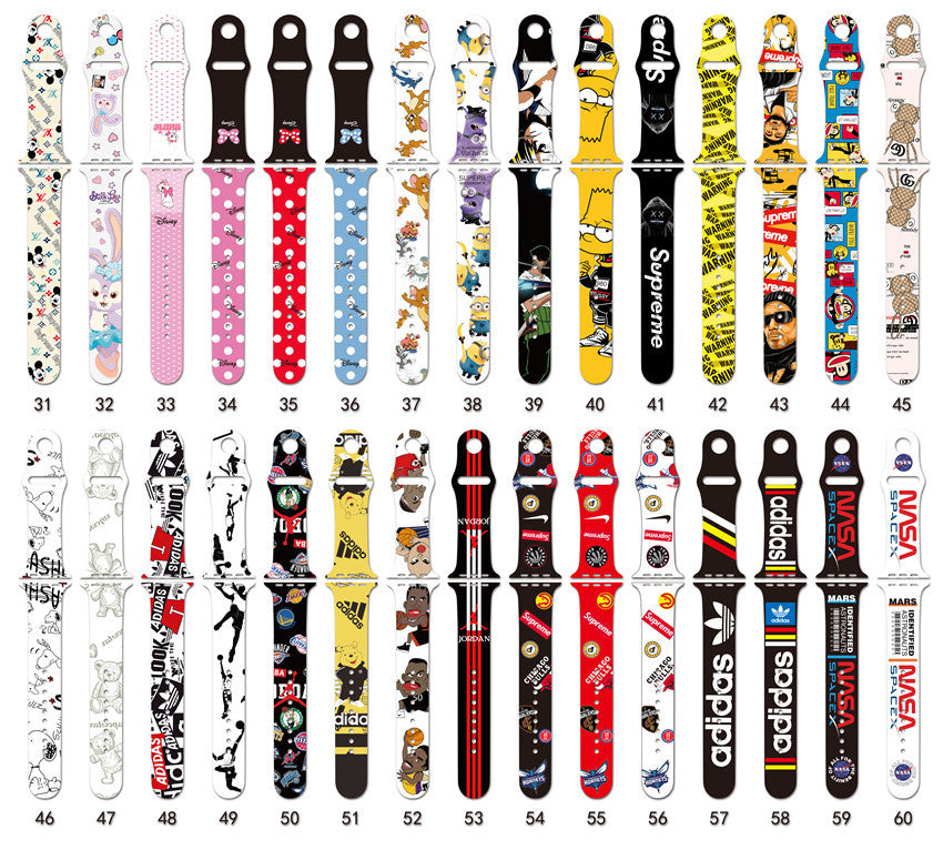 For Apple Strap Applewatch Silicone Strap iwatch7 Watch Strap Marble Printing