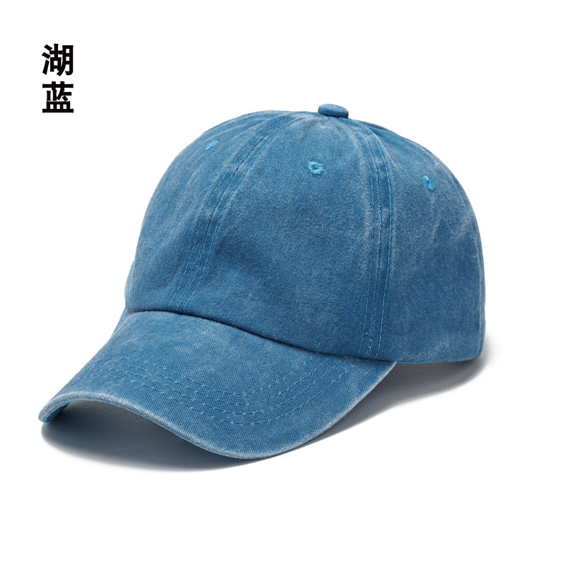 Washed cotton hat embroidery logo Europe and America old wholesale soft top cap retro light board baseball cap
