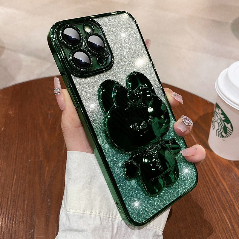 iPhone Invisible makeup mirror holder Mobile phone case Soft case Women's