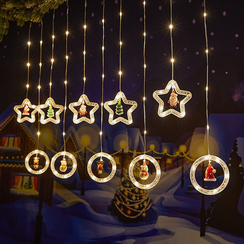 LED lights Christmas decorative lights Curtain lights Cartoon Santa lights String Room layout Window lights