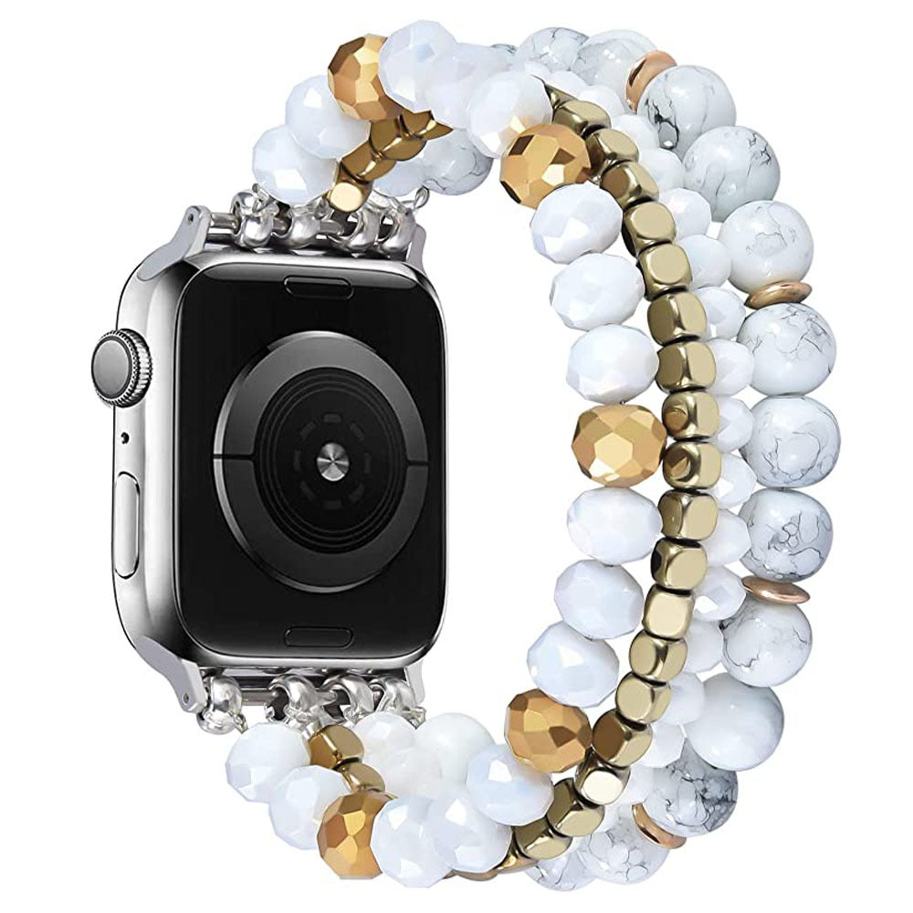 Natural stone crystal black gallstone handmade elastic beaded watch strap Wholesale for applewatch strap