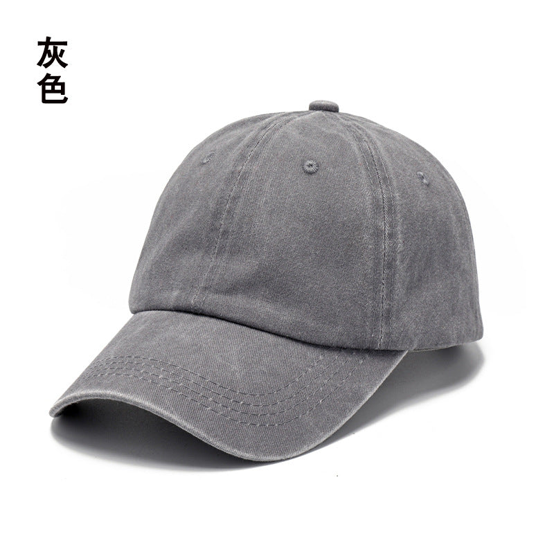 Washed cotton hat embroidery logo Europe and America old wholesale soft top cap retro light board baseball cap