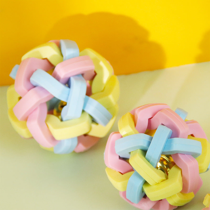 Dog Toys Colored Bell Balls Grinding Tooth Resistant Pet Toys Small and Medium Teddy Self-Hi Bored Dog Toys