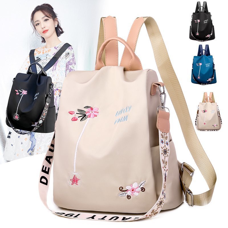 2024 new backpack flower embroidery literary national style women's Oxford backpack large capacity simple fashion women's bag