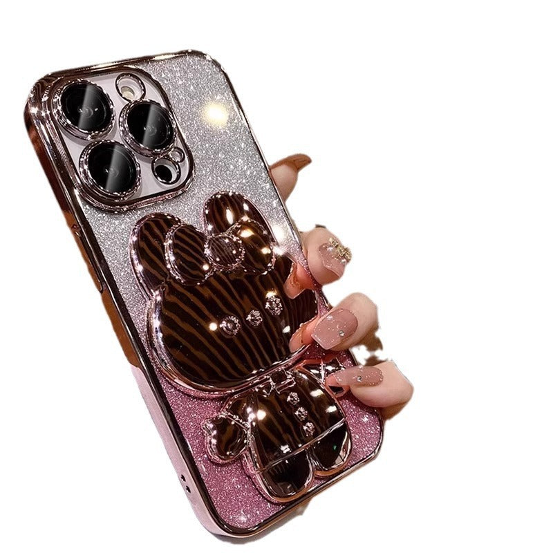 iPhone Invisible makeup mirror holder Mobile phone case Soft case Women's