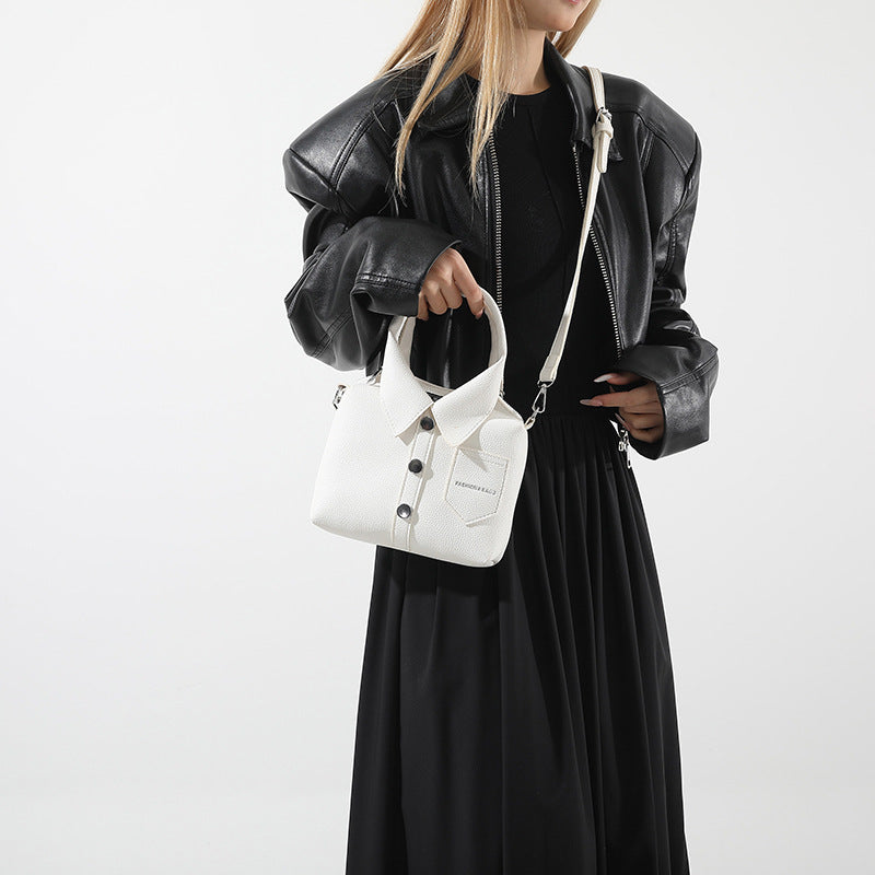 Personalized women's bags, handbags, new fashion, foreign style, high-end texture, contrasting colors, casual shoulder messenger bags.