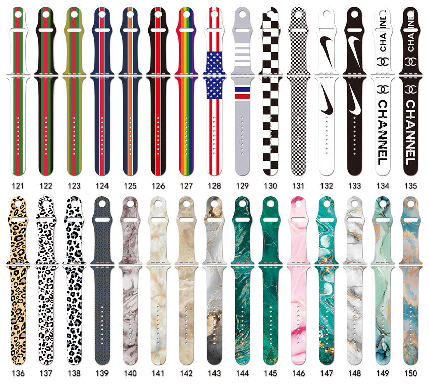 For Apple Strap Applewatch Silicone Strap iwatch7 Watch Strap Marble Printing