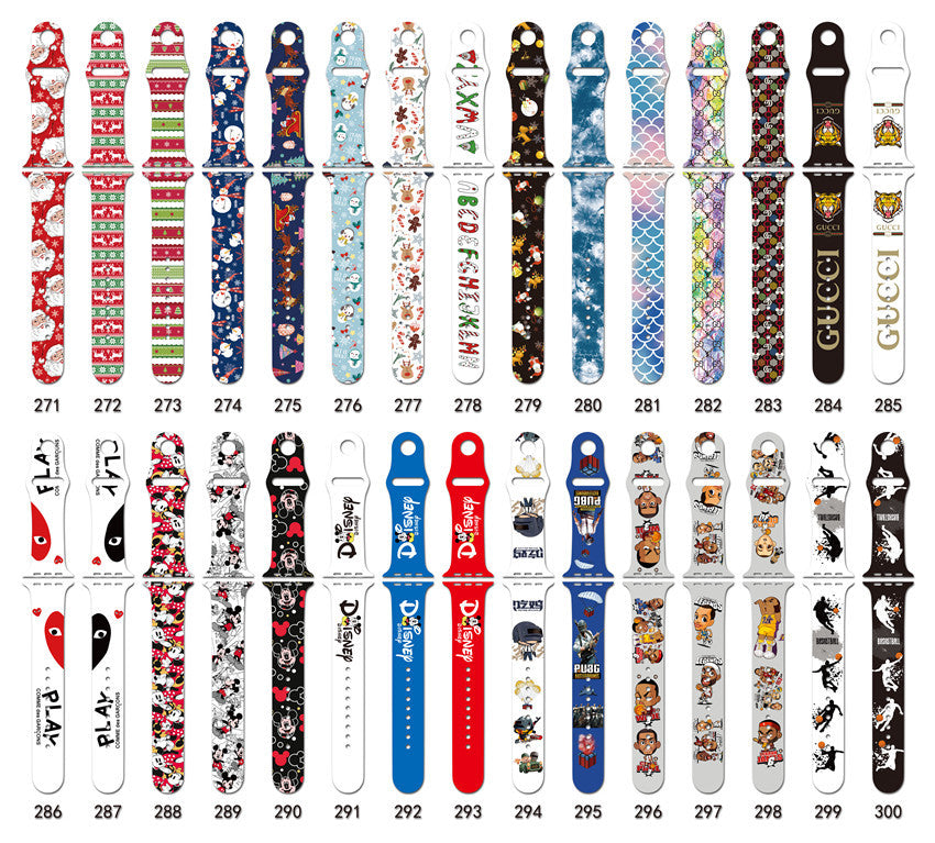 For Apple Strap Applewatch Silicone Strap iwatch7 Watch Strap Marble Printing