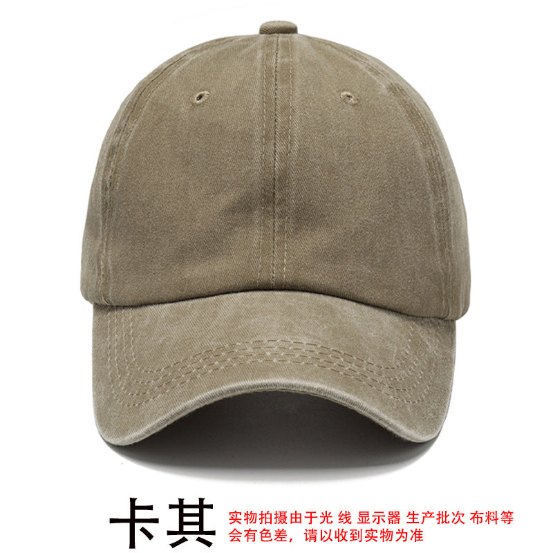 Washed cotton hat embroidery logo Europe and America old wholesale soft top cap retro light board baseball cap