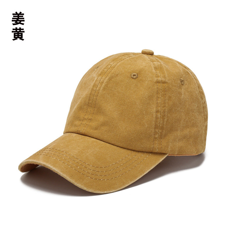 Washed cotton hat embroidery logo Europe and America old wholesale soft top cap retro light board baseball cap