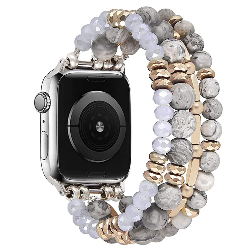 Natural stone crystal black gallstone handmade elastic beaded watch strap Wholesale for applewatch strap