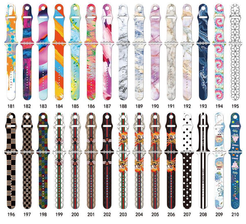 For Apple Strap Applewatch Silicone Strap iwatch7 Watch Strap Marble Printing