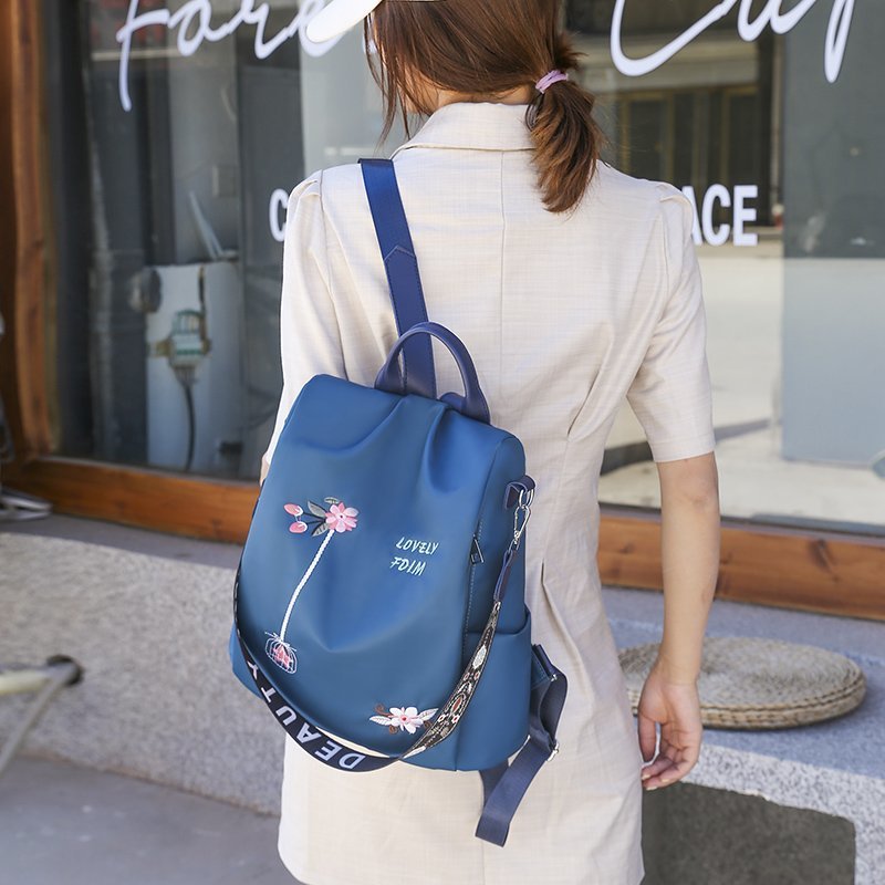 2024 new backpack flower embroidery literary national style women's Oxford backpack large capacity simple fashion women's bag