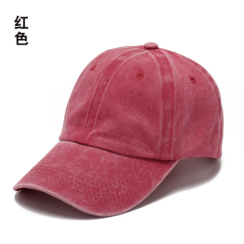 Washed cotton hat embroidery logo Europe and America old wholesale soft top cap retro light board baseball cap