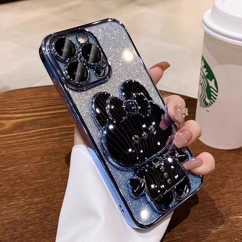 iPhone Invisible makeup mirror holder Mobile phone case Soft case Women's