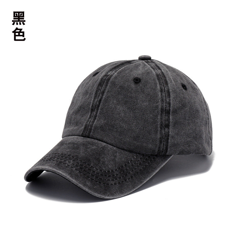 Washed cotton hat embroidery logo Europe and America old wholesale soft top cap retro light board baseball cap