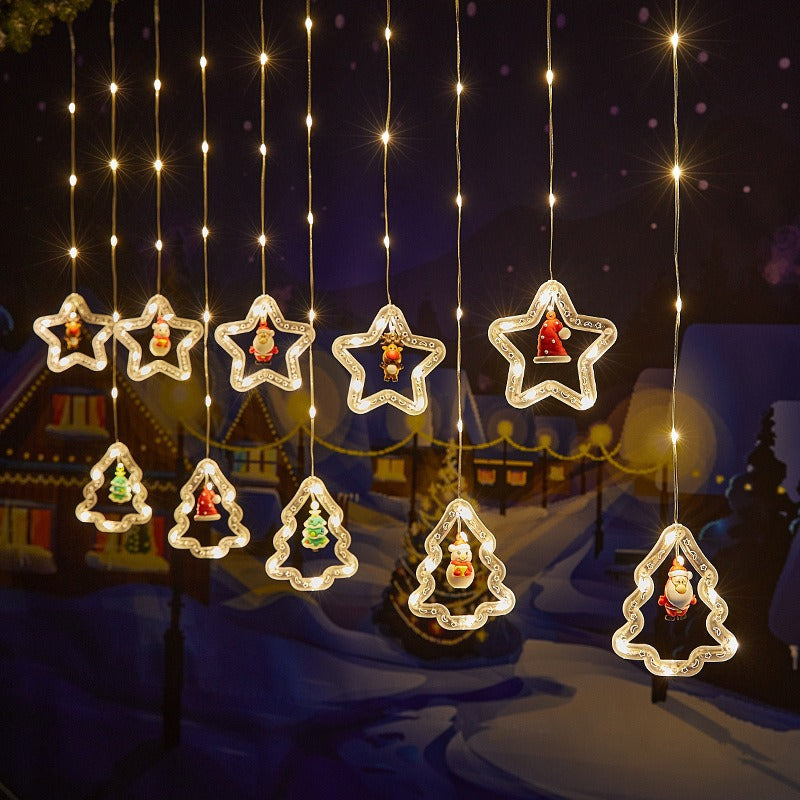 LED lights Christmas decorative lights Curtain lights Cartoon Santa lights String Room layout Window lights
