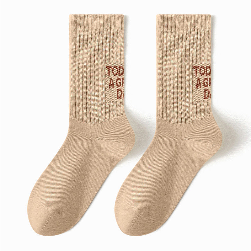 Boneless deodorant socks men's four seasons new sports tube socks letter non-slip sweat-absorbing casual socks