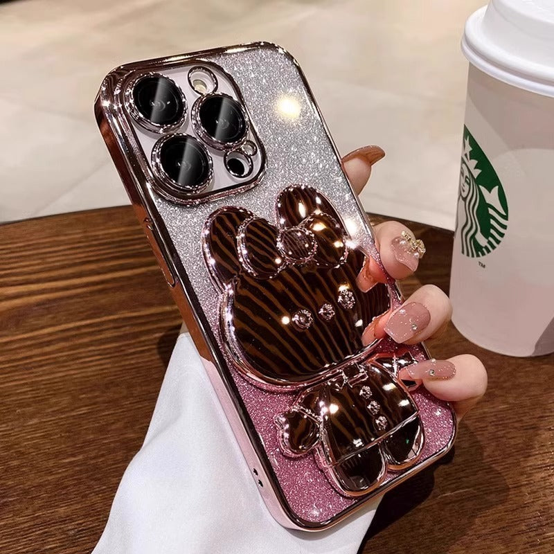 iPhone Invisible makeup mirror holder Mobile phone case Soft case Women's