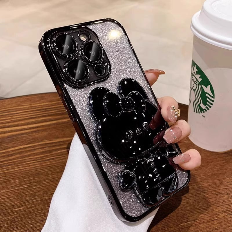 iPhone Invisible makeup mirror holder Mobile phone case Soft case Women's
