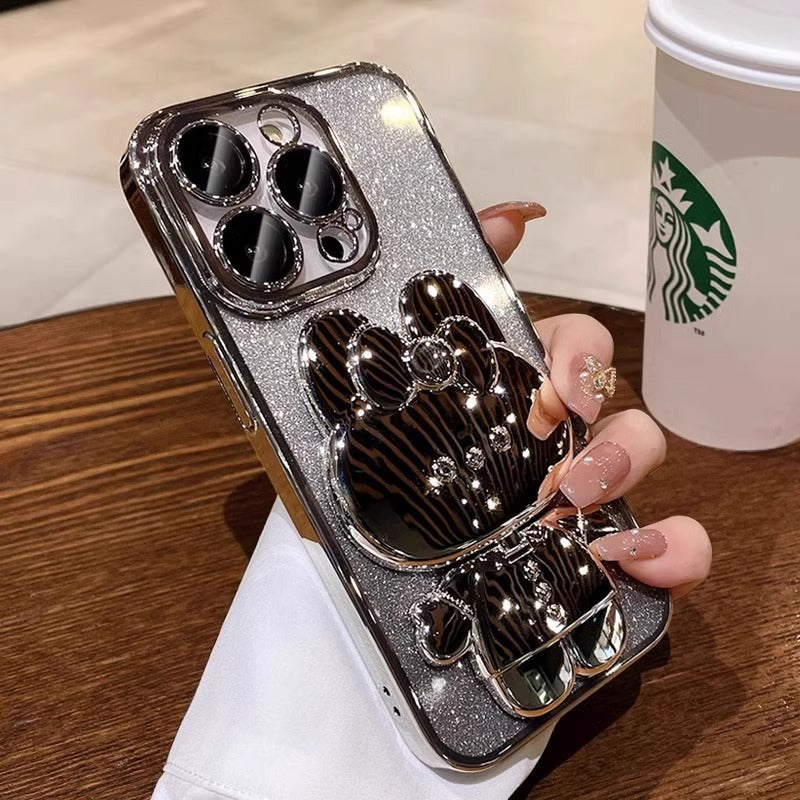 iPhone Invisible makeup mirror holder Mobile phone case Soft case Women's