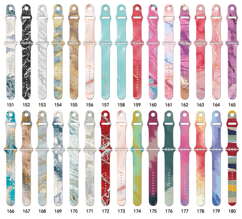 For Apple Strap Applewatch Silicone Strap iwatch7 Watch Strap Marble Printing