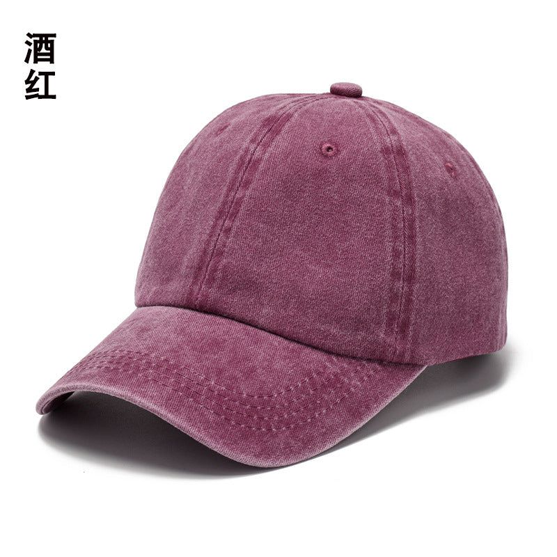 Washed cotton hat embroidery logo Europe and America old wholesale soft top cap retro light board baseball cap