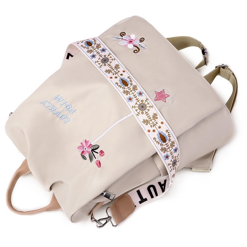 2024 new backpack flower embroidery literary national style women's Oxford backpack large capacity simple fashion women's bag