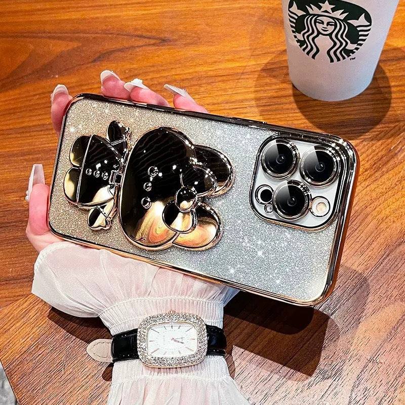 iPhone Invisible makeup mirror holder Mobile phone case Soft case Women's