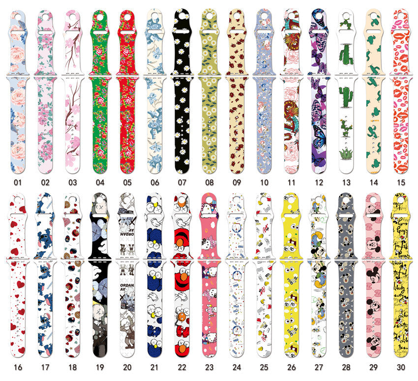 For Apple Strap Applewatch Silicone Strap iwatch7 Watch Strap Marble Printing