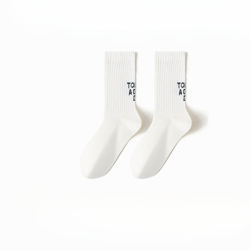 Boneless deodorant socks men's four seasons new sports tube socks letter non-slip sweat-absorbing casual socks