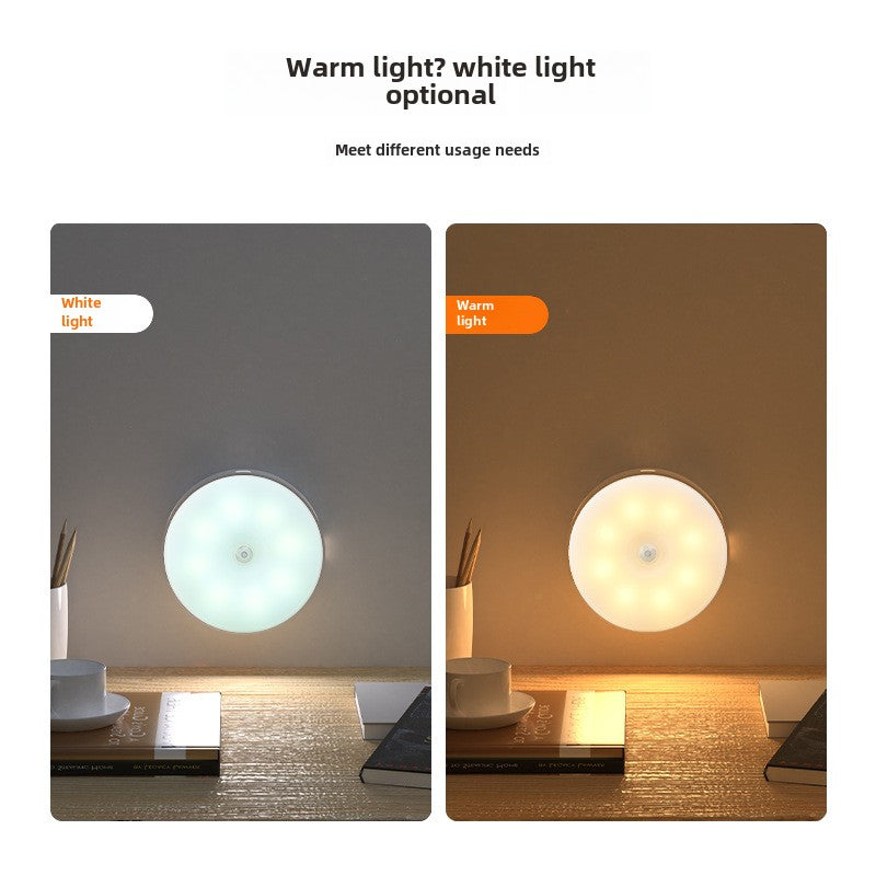 Cross-border new Type-C charging port round human body induction light intelligent magnetic remote control charging night light wholesale