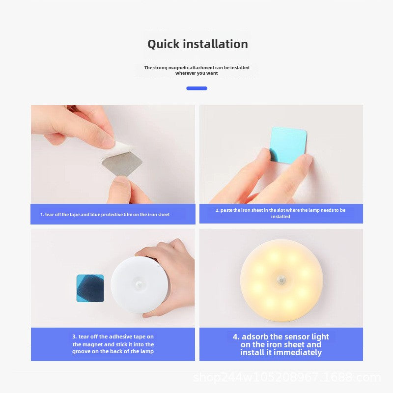 Cross-border new Type-C charging port round human body induction light intelligent magnetic remote control charging night light wholesale