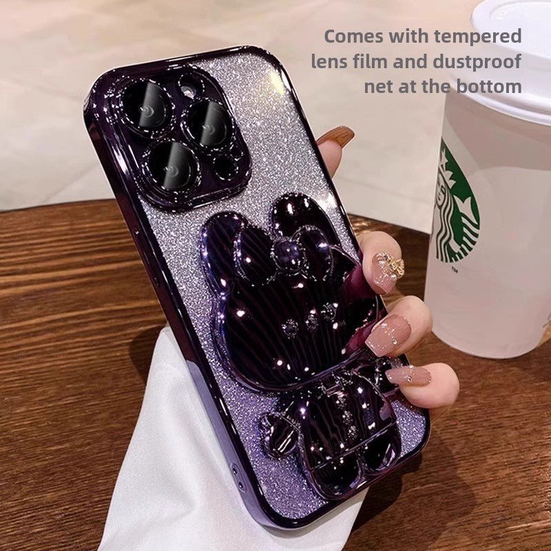 iPhone Invisible makeup mirror holder Mobile phone case Soft case Women's