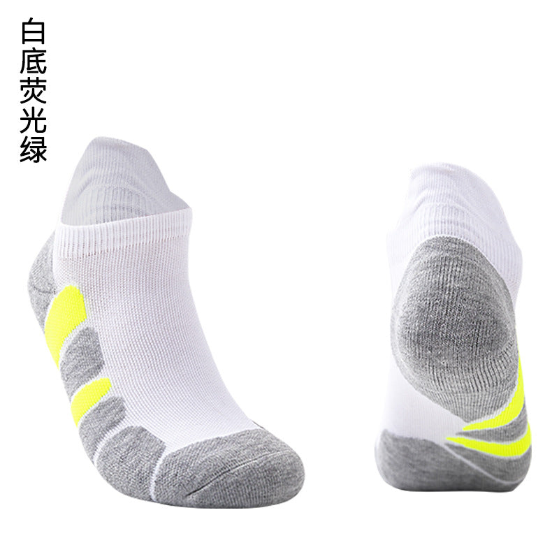 Spring and summer new boat socks men, short towel bottom outdoor sports socks sweat-absorbing basketball socks, running fitness socks men