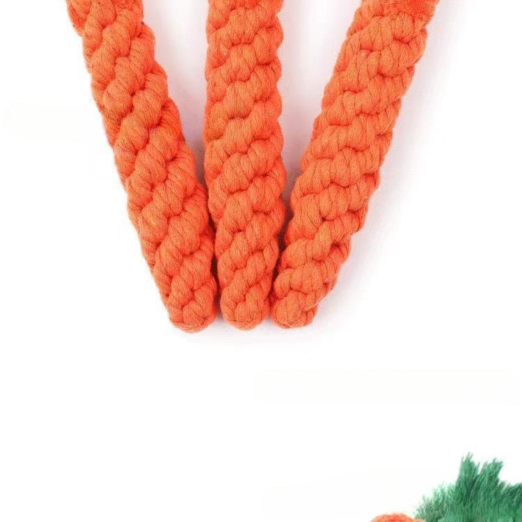 Carrot dog toy biting rope grinding teeth pet toy weaving rope knot toy dog biting rope toy dog toy