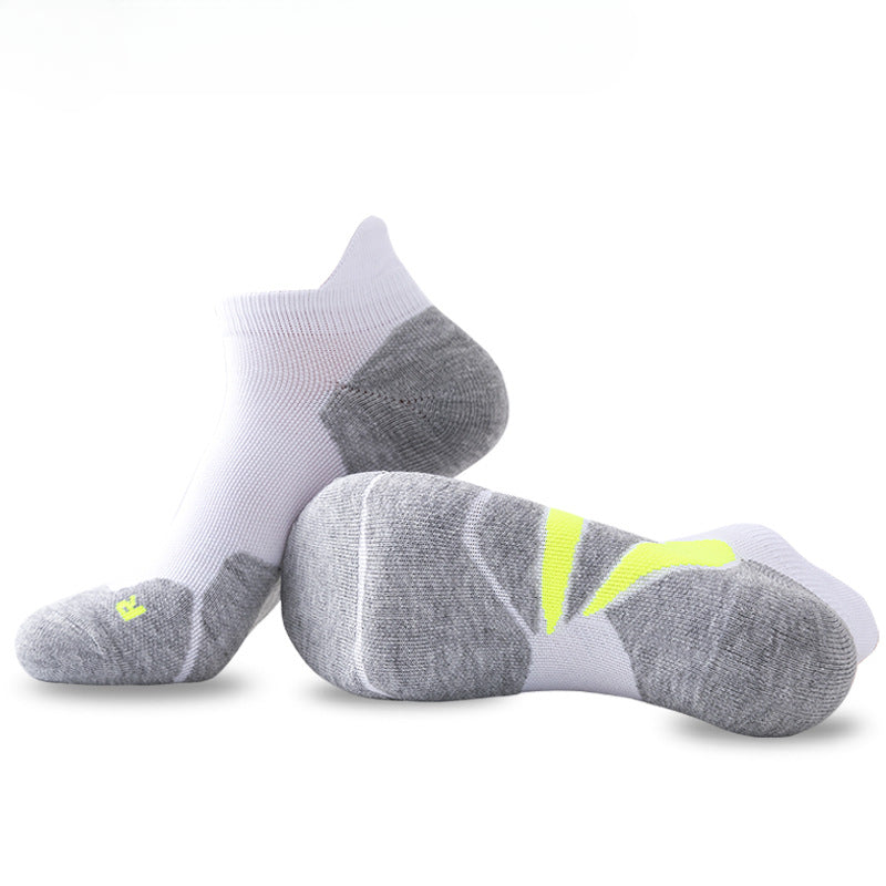 Spring and summer new boat socks men, short towel bottom outdoor sports socks sweat-absorbing basketball socks, running fitness socks men