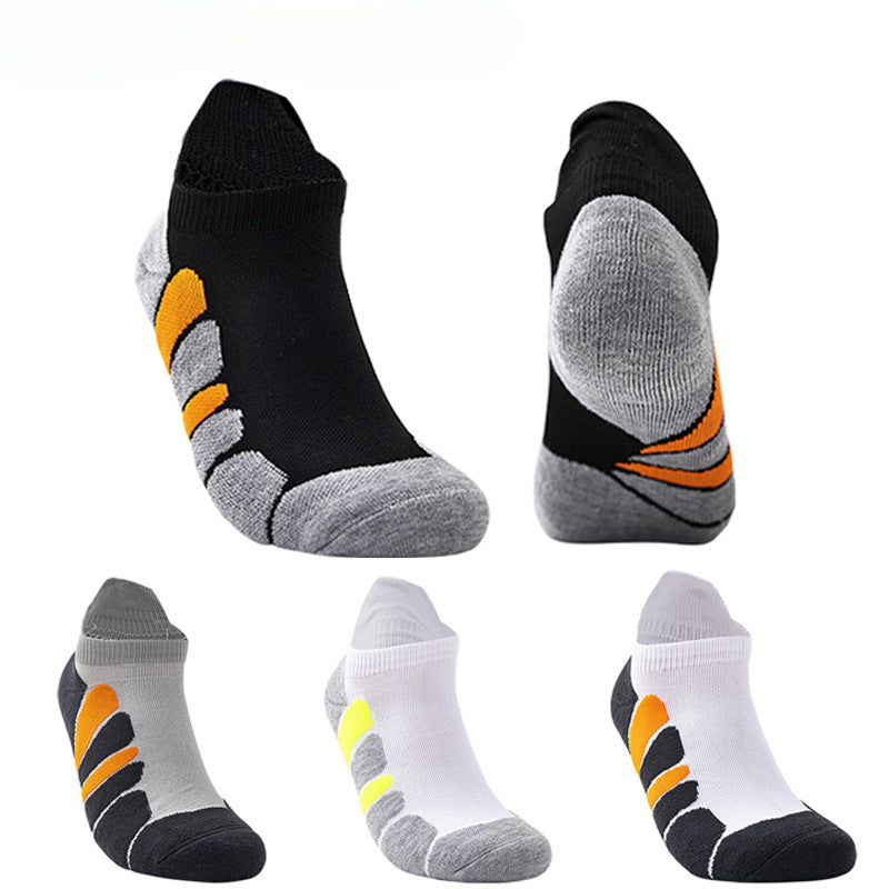 Spring and summer new boat socks men, short towel bottom outdoor sports socks sweat-absorbing basketball socks, running fitness socks men