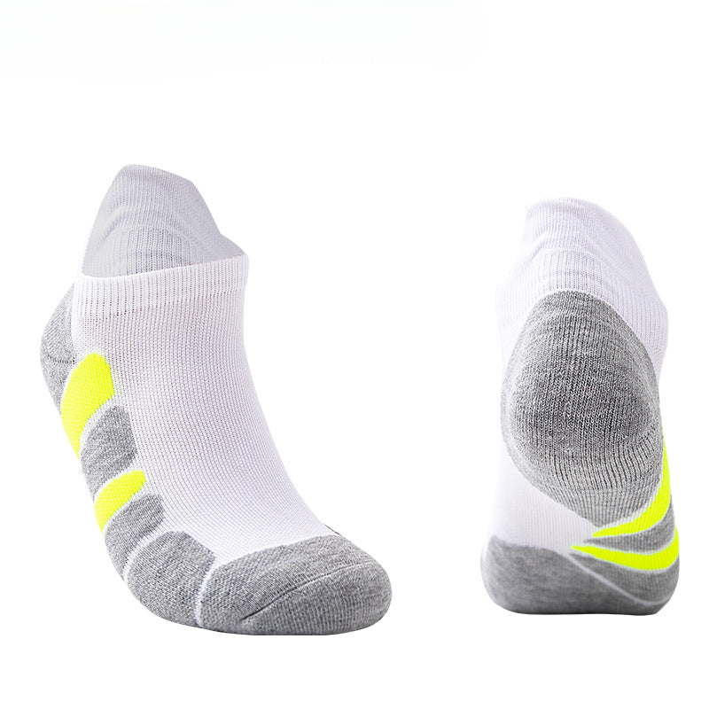 Spring and summer new boat socks men, short towel bottom outdoor sports socks sweat-absorbing basketball socks, running fitness socks men