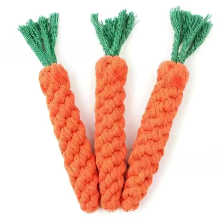 Carrot dog toy biting rope grinding teeth pet toy weaving rope knot toy dog biting rope toy dog toy