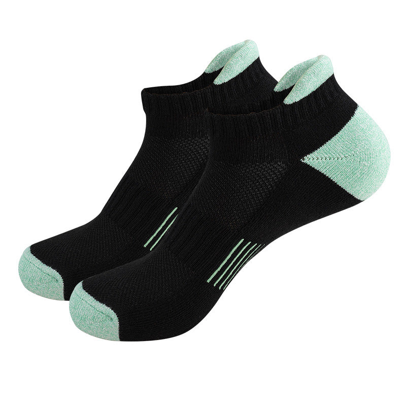 Badminton short tube women's sports socks sweat-absorbing breathable thickened towel bottom outdoor running cotton boat socks