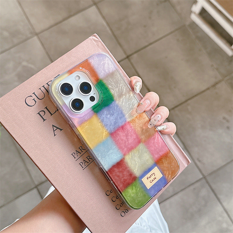 Color plaid English label Apple phone case double-layer printing